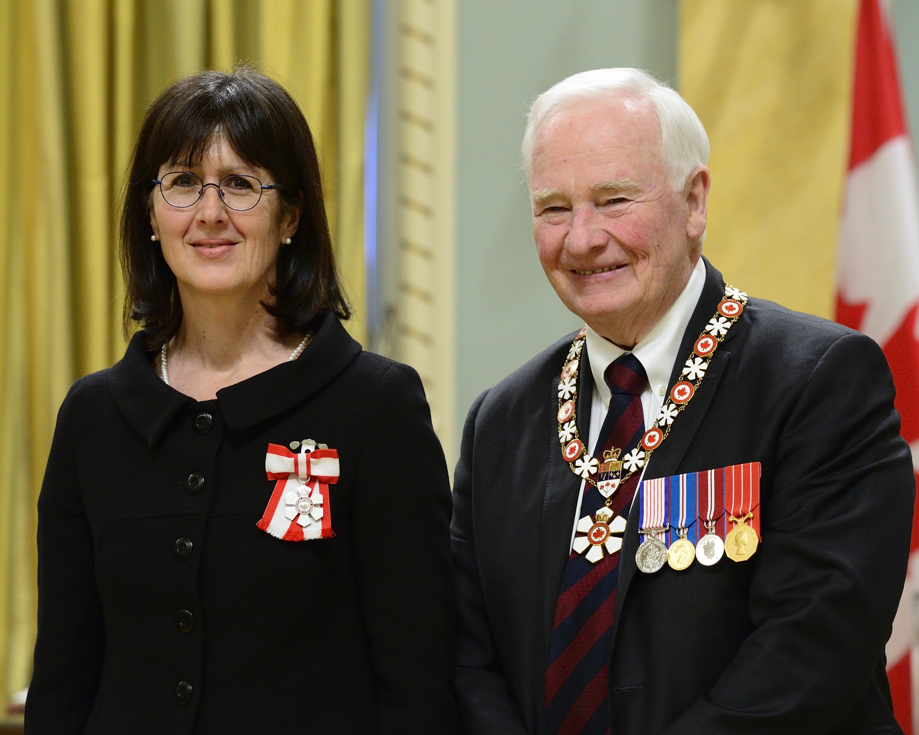 GG05-2017-0029-067
February 17, 2017
Rideau Hall, Ottawa, Ontario, Canada

His Excellency presents the Member insignia of the Order of Canada to Linda Cardinal, C.M.

His Excellency the Right Honourable David Johnston, Governor General of Canada, invested 3 Companions, 11 Officers and 28 Members into the Order of Canada during a special ceremony held at Rideau Hall on February 17, 2017. 

The ceremony also marked the official release of the book They Desire a Better Country: The Order of Canada in 50 Stories, a collection of inspiring stories celebrating the 50th anniversary of the creation of the Order.

Credit: Sgt Johanie Maheu, Rideau Hall, OSGG